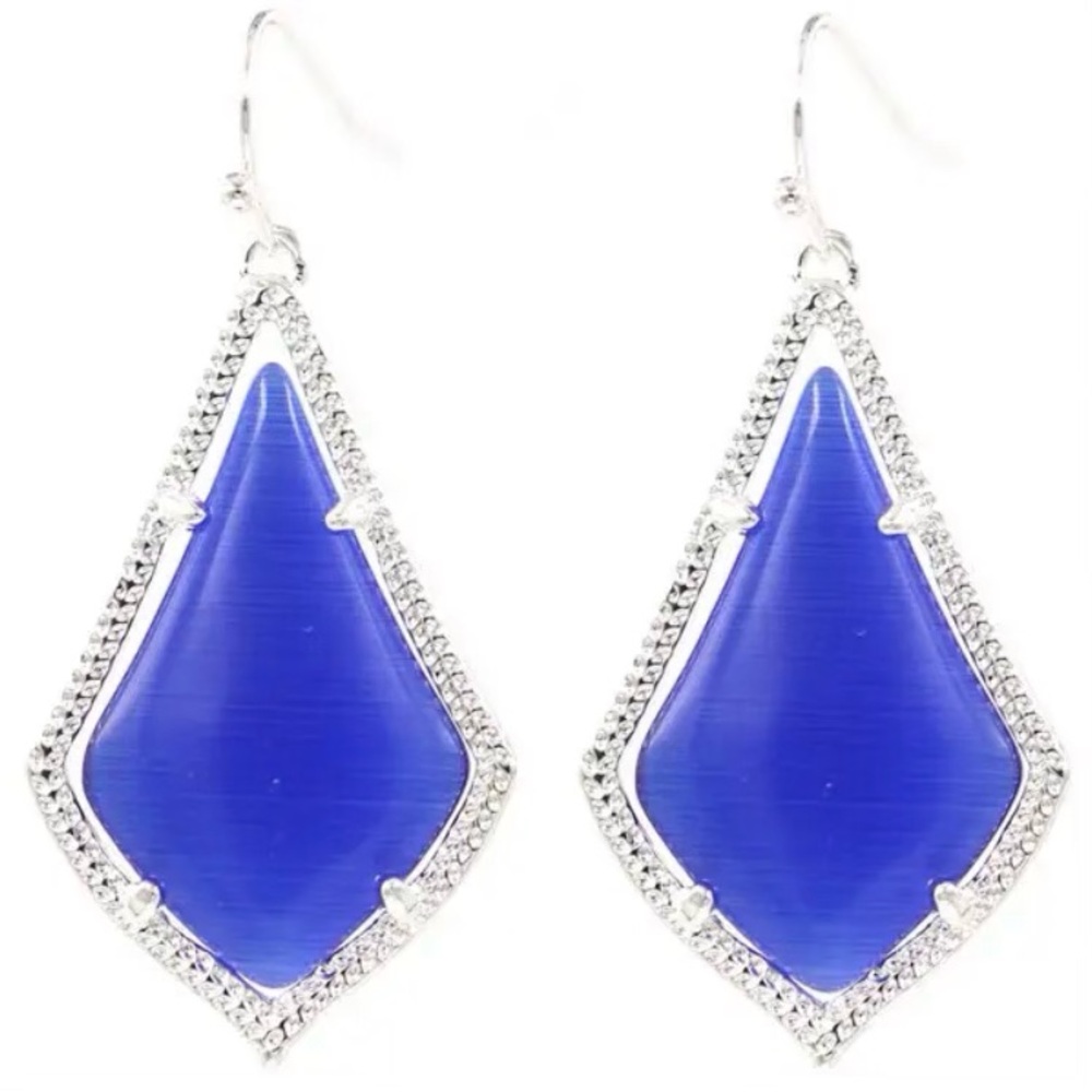 Silver BLUE dangle teardrop earrings